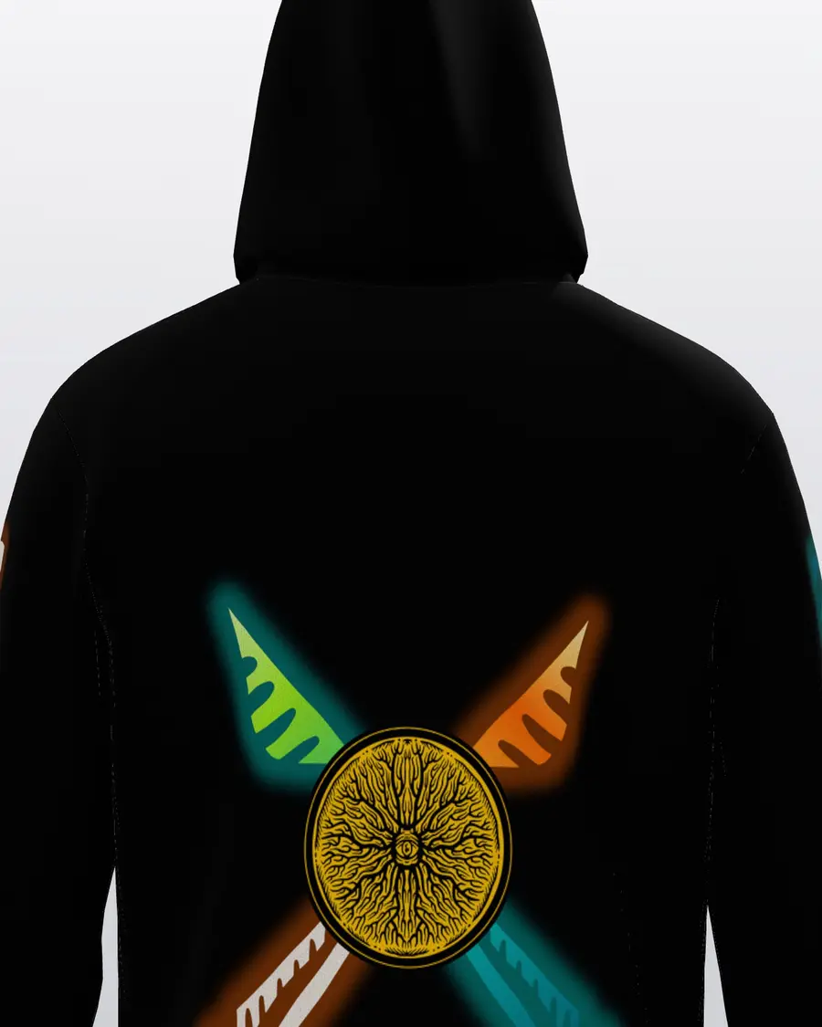 Fire & Foxfire Zip Hoodie, back close