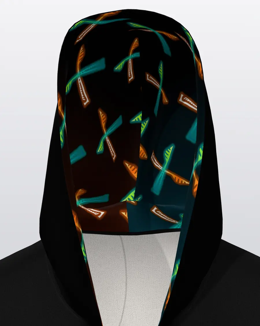 Fire & Foxfire Zip Hoodie, hood lining