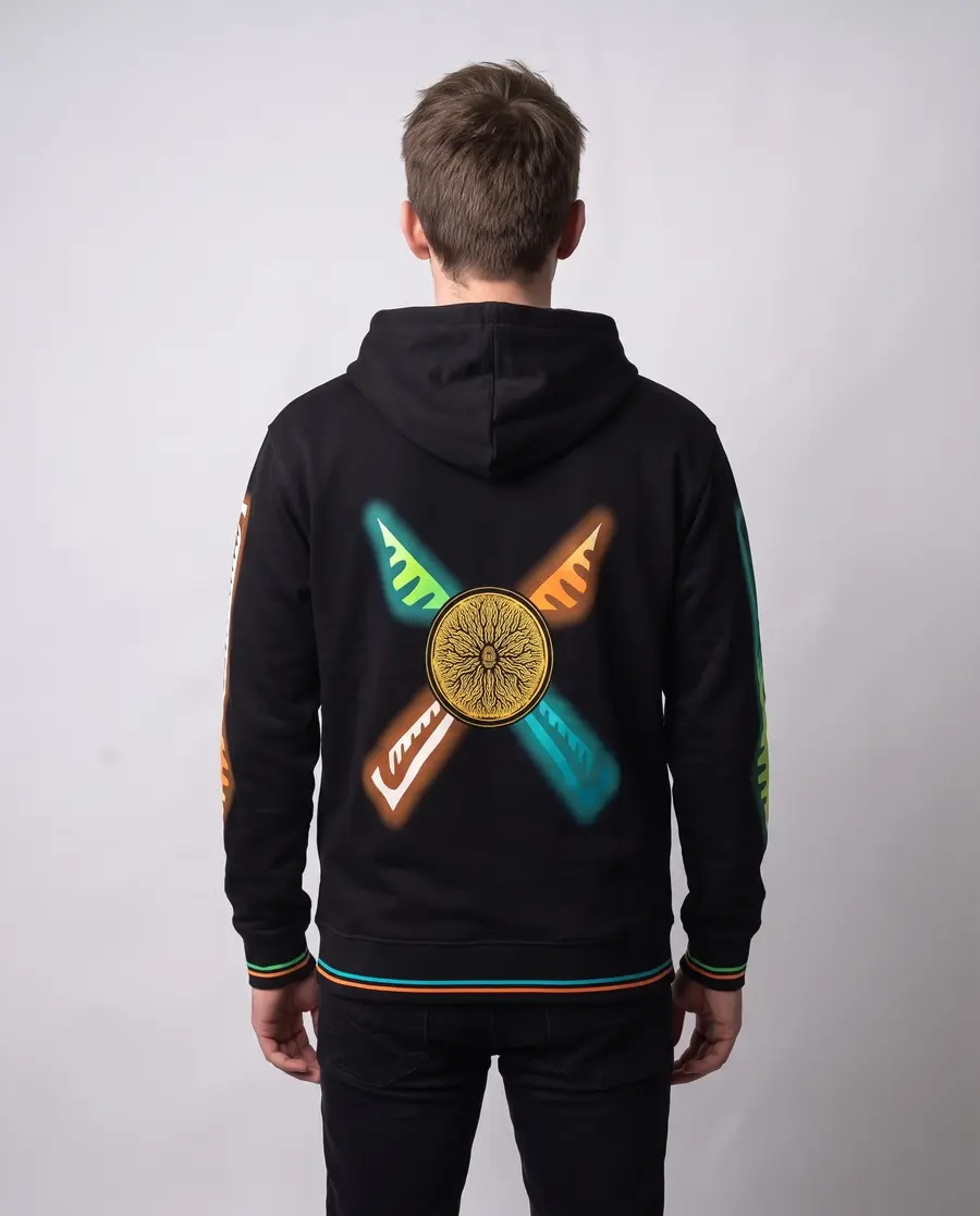 Fire & Foxfire Zip Hoodie, back