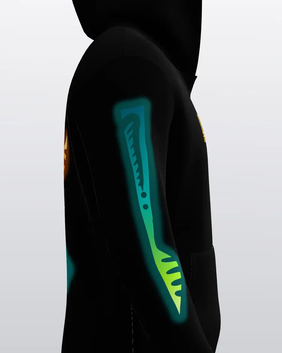 Fire & Foxfire Zip Hoodie, sleeve