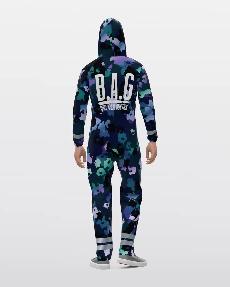 Holo Camo Hazmat Suit, worn back