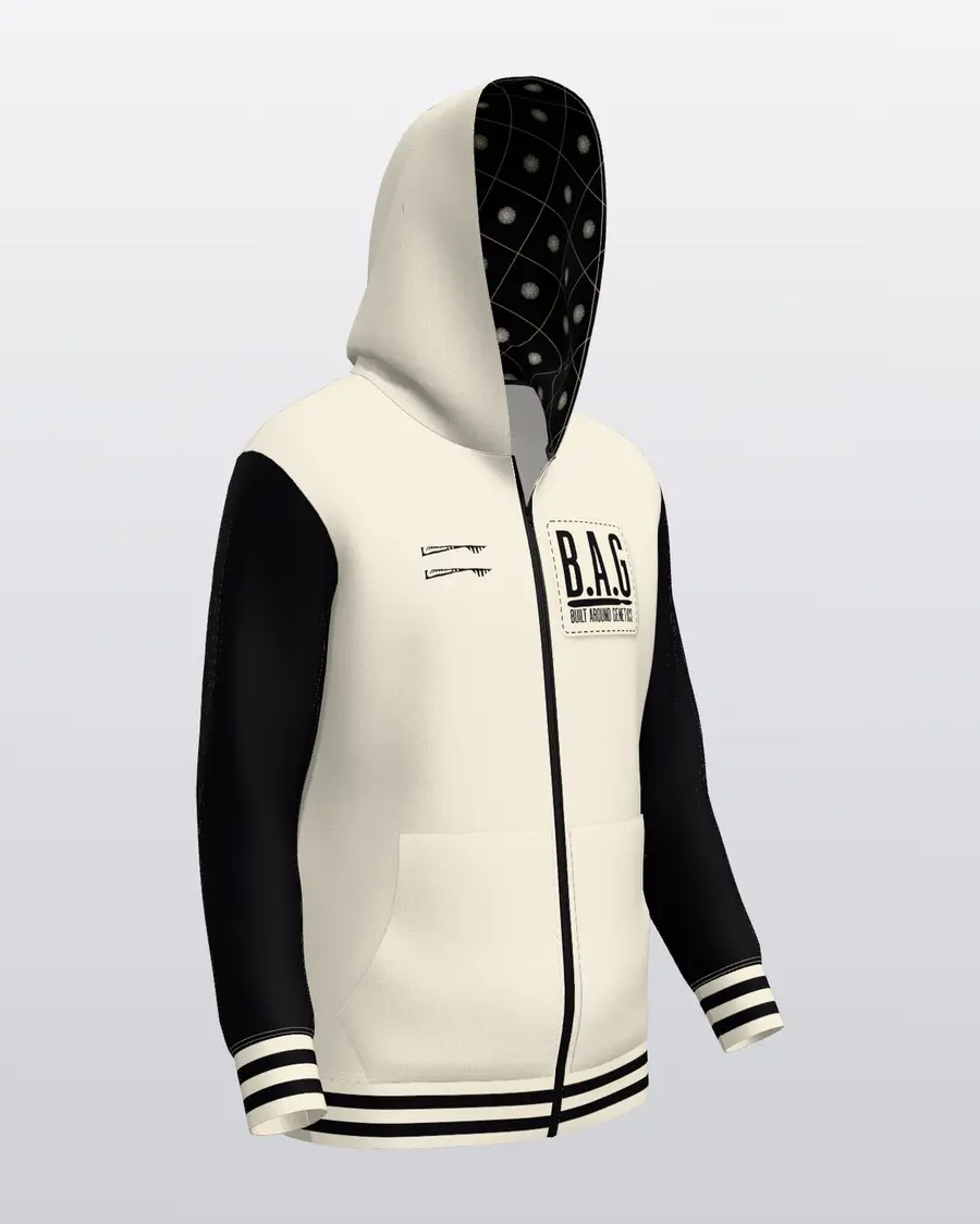 Scalpel Letterman Zip Hoodie, three quarter