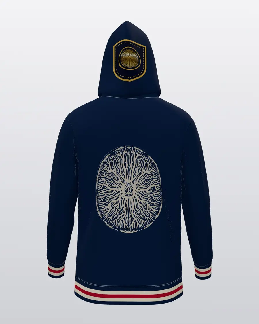 Crest Navy Zip Hoodie, back