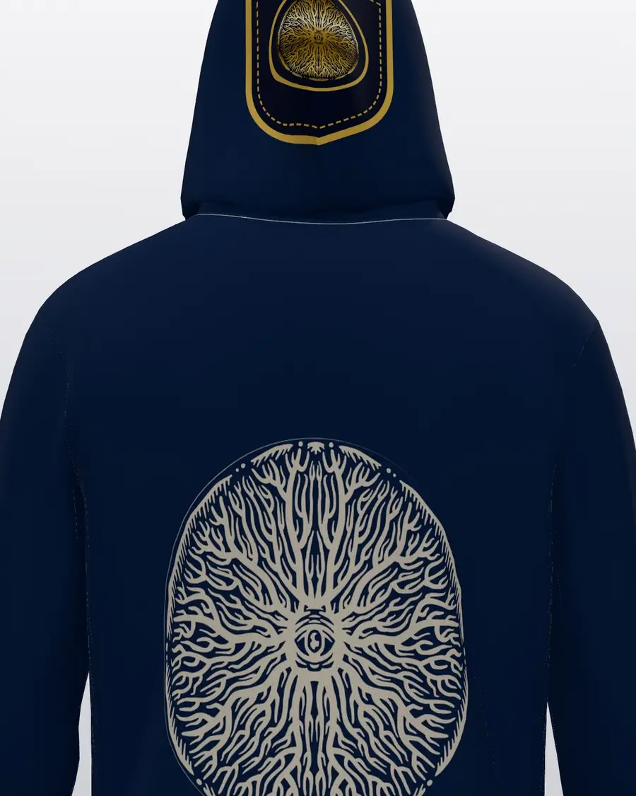 Crest Navy Zip Hoodie, back close