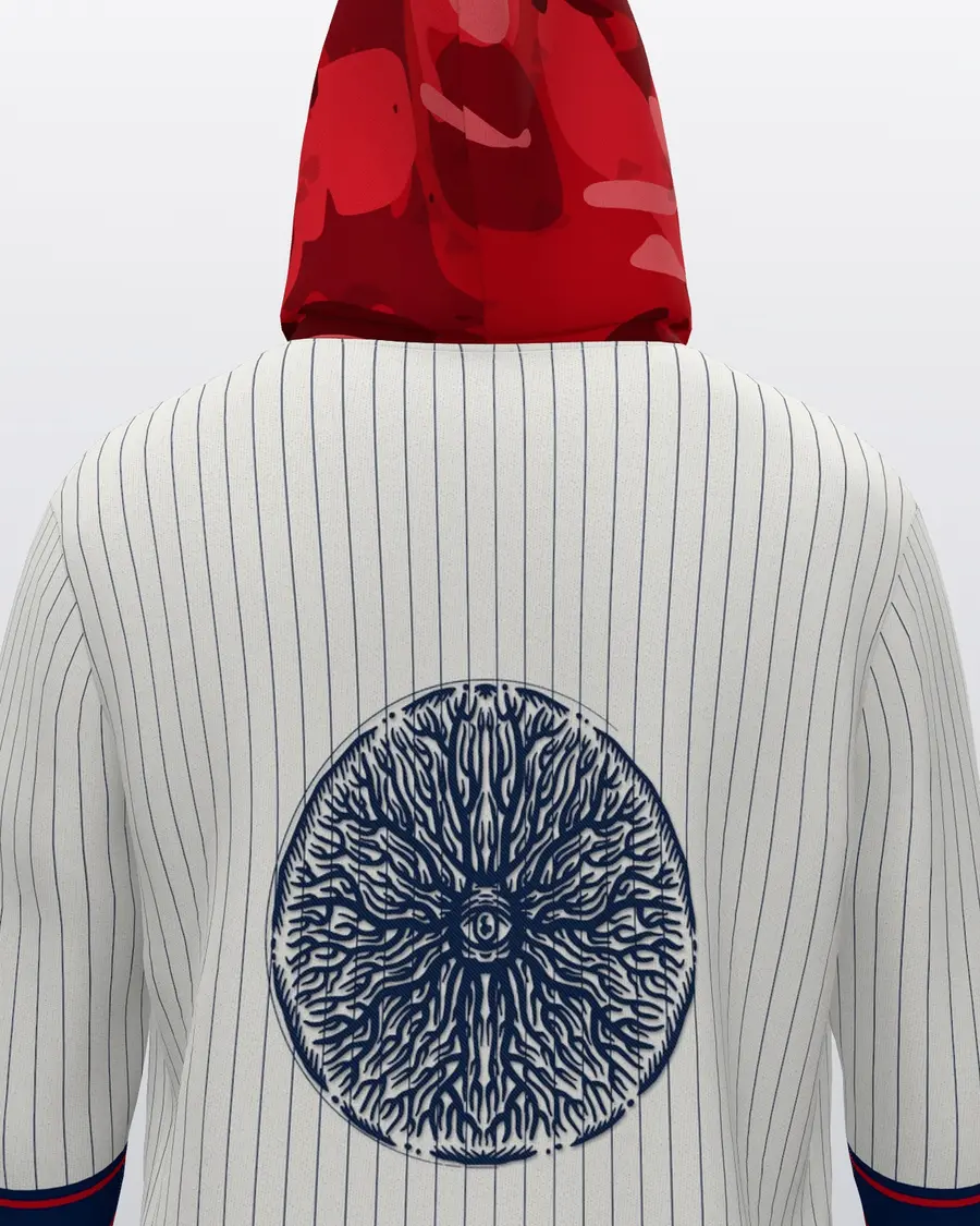 Pinstripe Jersey Hoodie, back close
