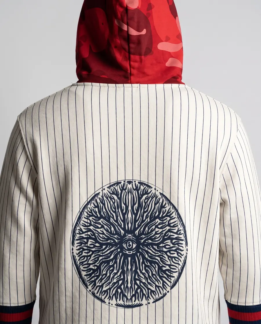 Pinstripe Jersey Hoodie, back close