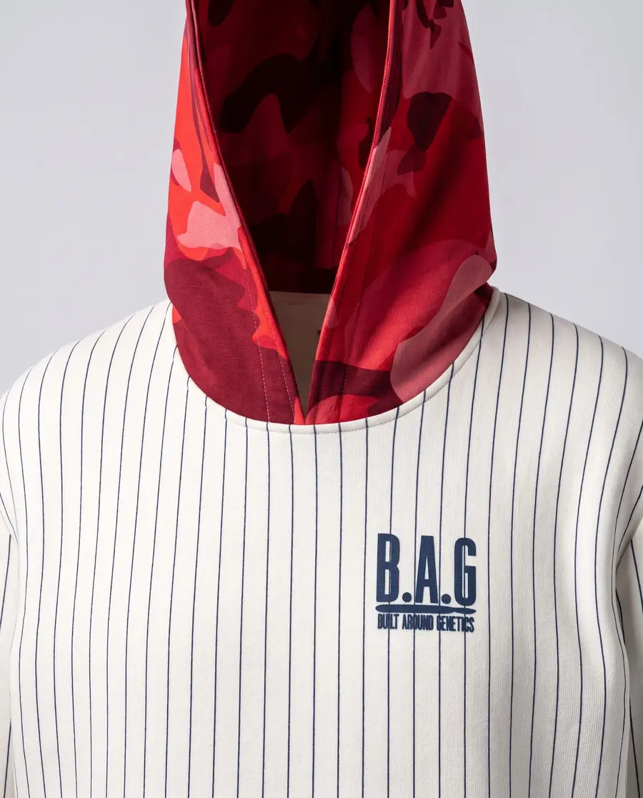 Pinstripe Jersey Hoodie, chest close