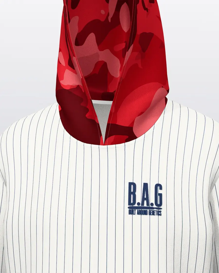 Pinstripe Jersey Hoodie, chest close