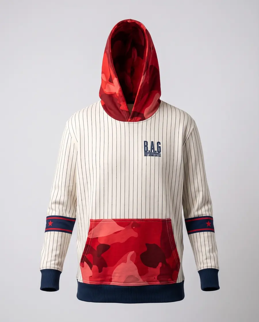 Pinstripe Jersey Hoodie