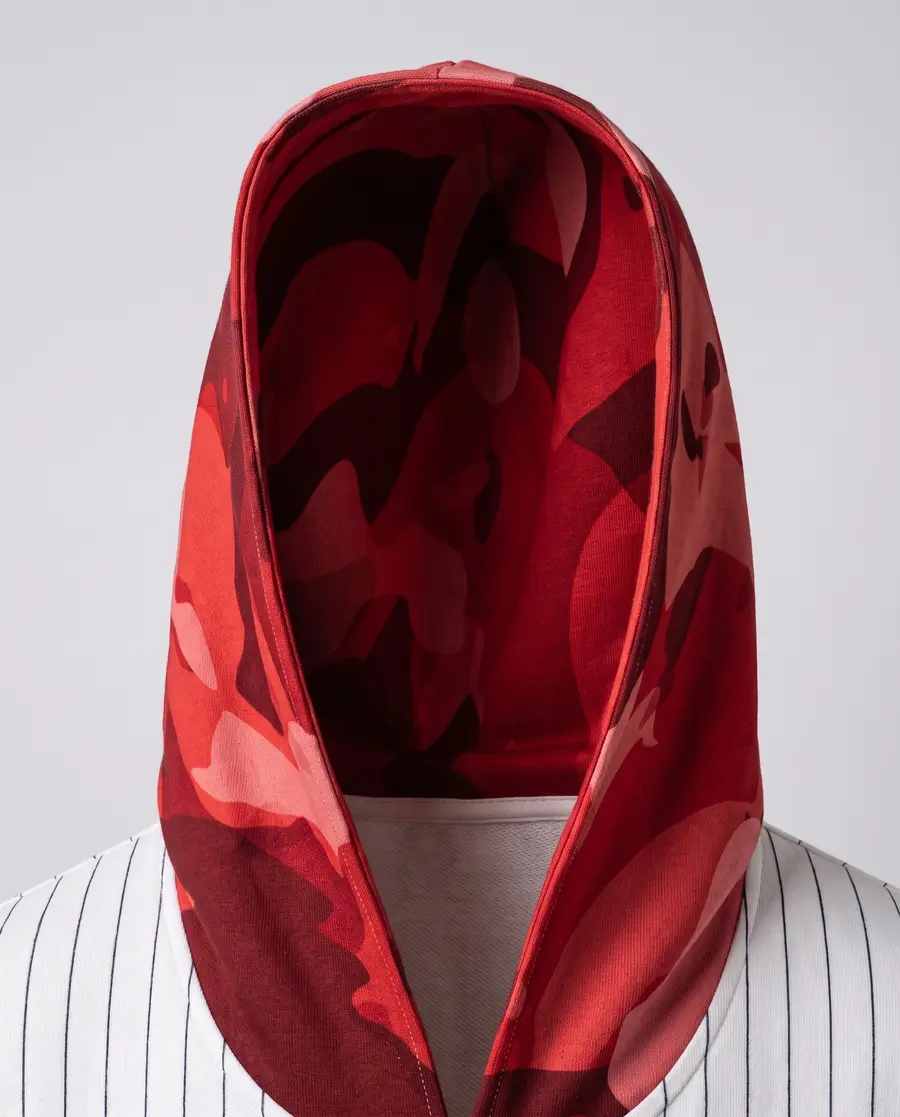 Pinstripe Jersey Hoodie, inside the hood