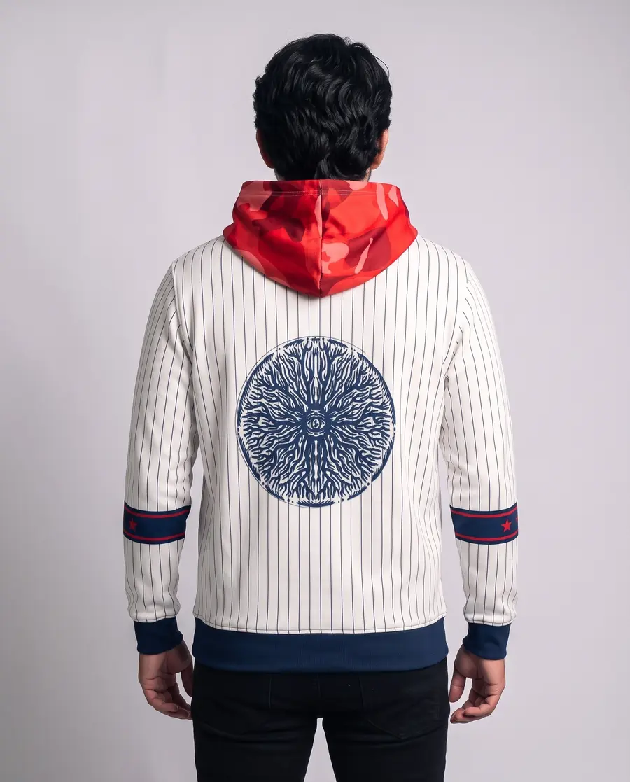 Pinstripe Jersey Hoodie, back