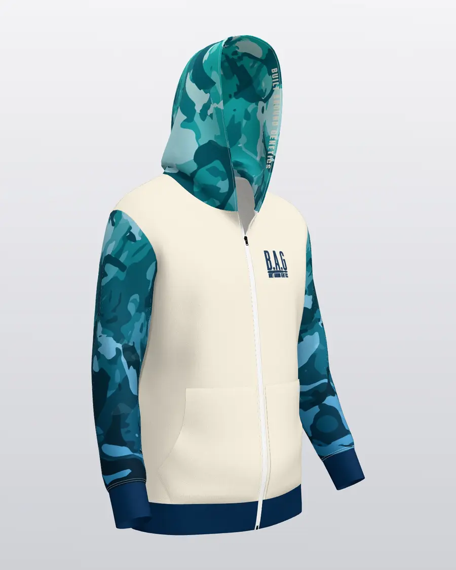 Gradation Jersey Zip Hoodie, three quarter