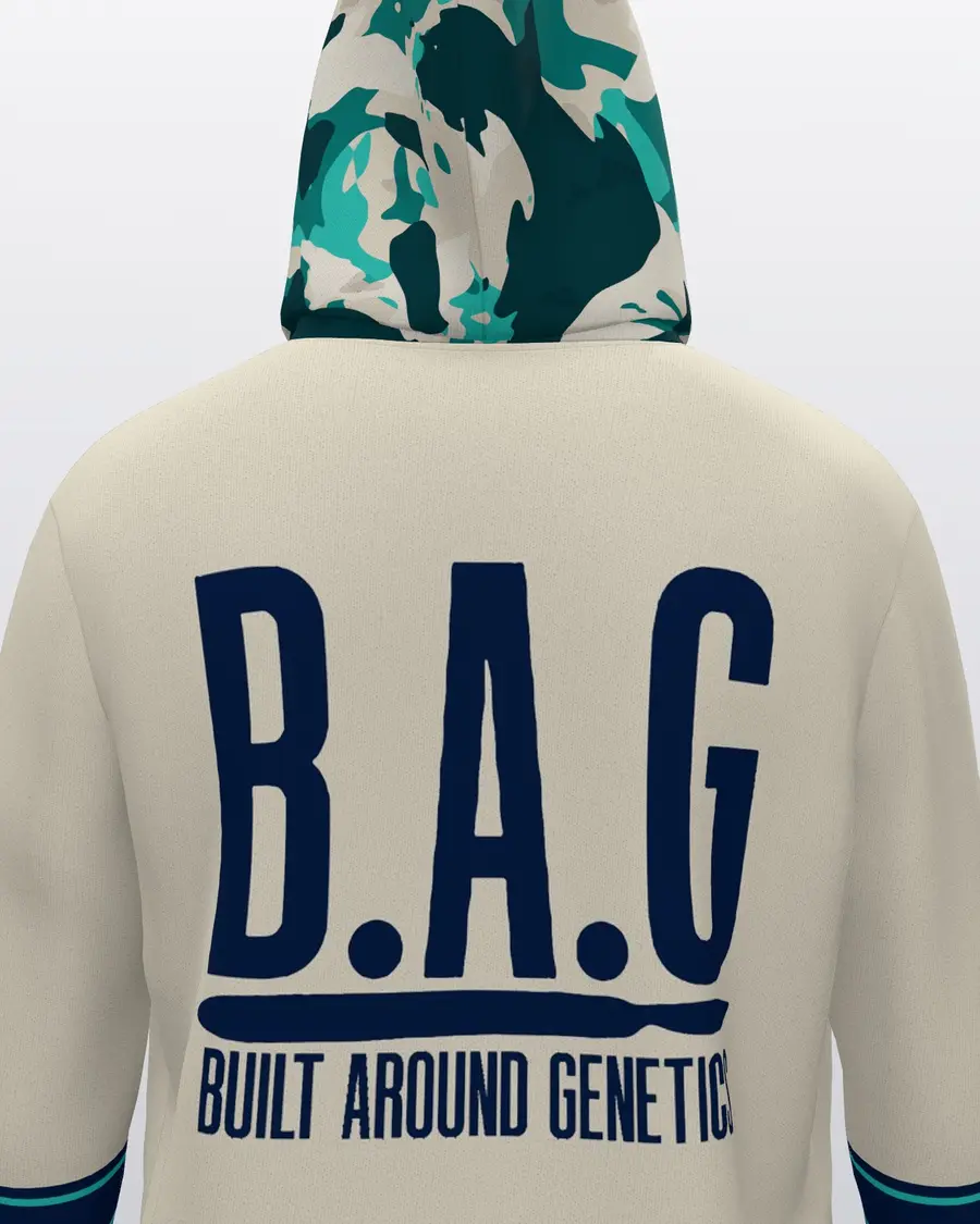 Teal Jersey Hoodie, back close