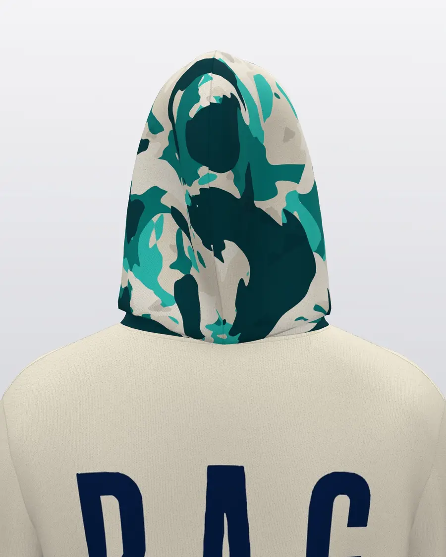 Teal Jersey Hoodie, hood back