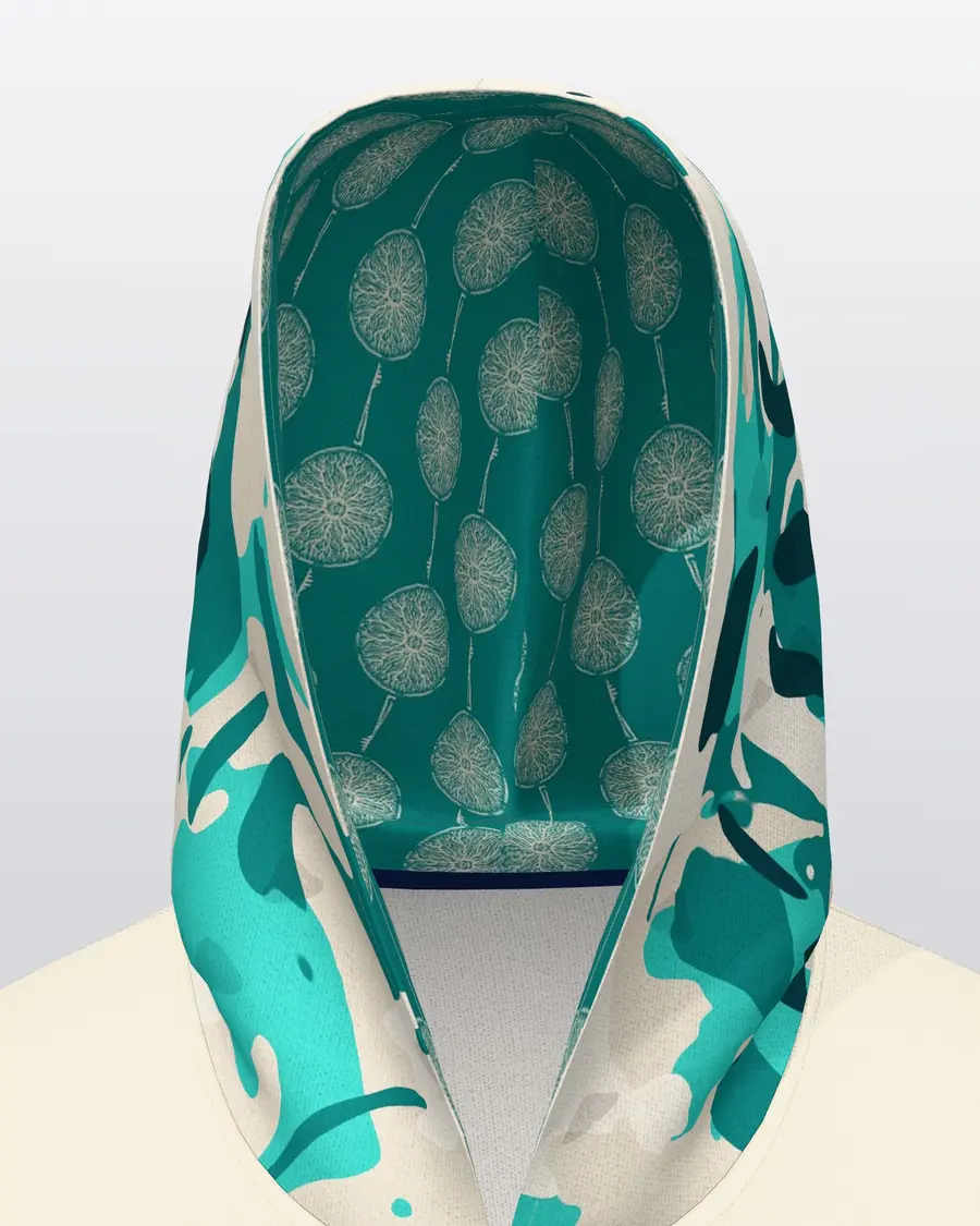 Teal Jersey Hoodie, inside the hood